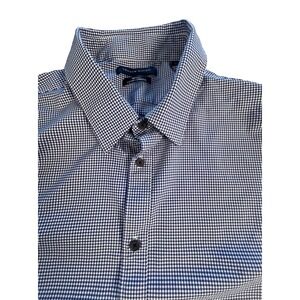 Tommy Hilfiger Button Up THTECH Shirt Slim Fit Stretch Sz 2XL Blue White Gingham